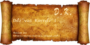 Dévai Kornél névjegykártya